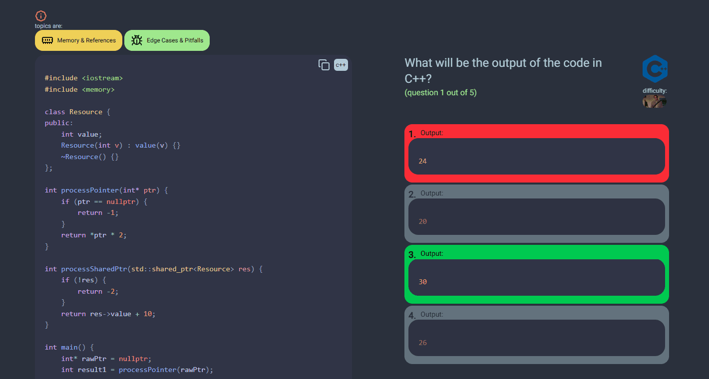 A code output question being answered